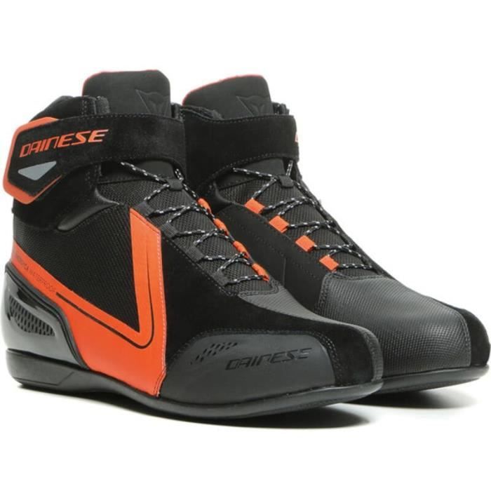 baskets moto sport en cuir dainese energyca d-wp - noir/rouge fluo - homme