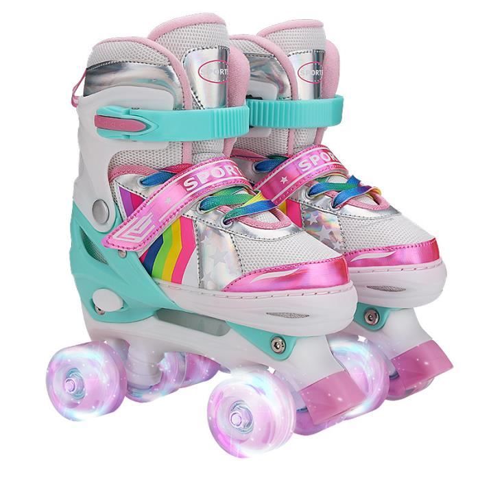 Roller Enfant Patin a Roulette Rollers Quad avec 8 Roues