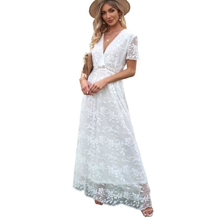 Robe de soirée Dentelle | Manches courtes et col en V - Ever