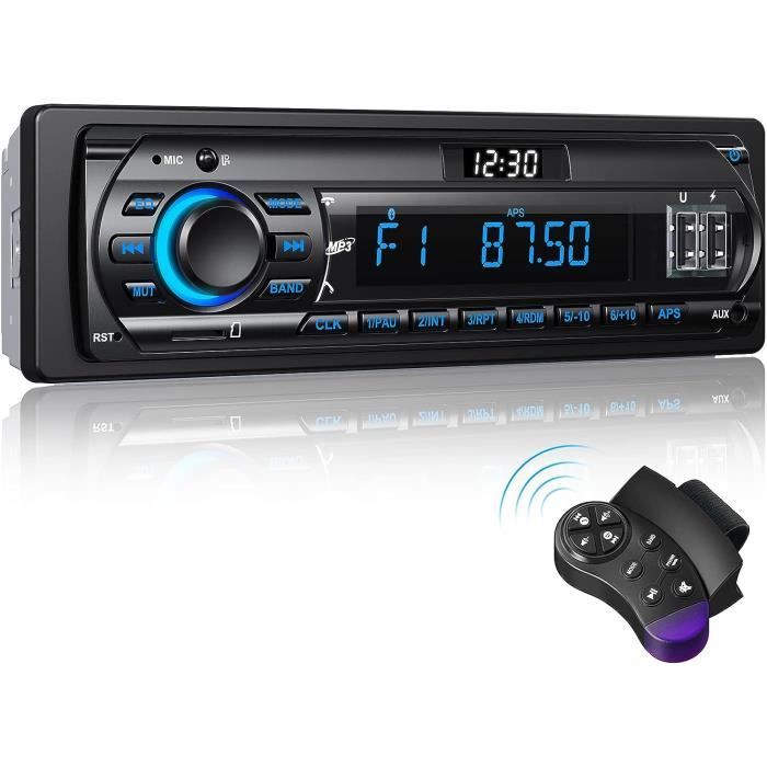 RDS Autoradio Bluetooth 5.0, ieGeek 1 DIN Poste Radio Voiture, Bouton  Lumineux 7 Couleurs, 60W X 4 S - Équipement auto