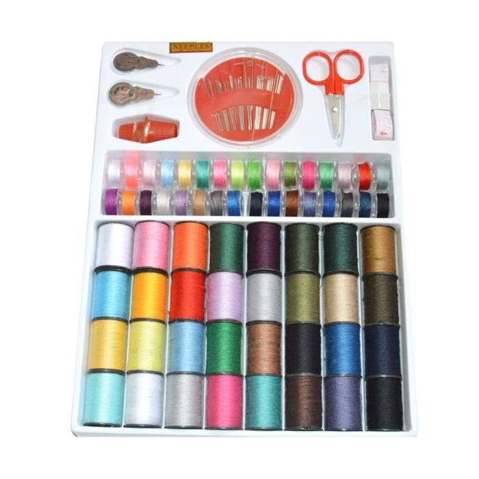 64bobines couleurs assorties fils à coudre aiguilles ensemble outils de couture