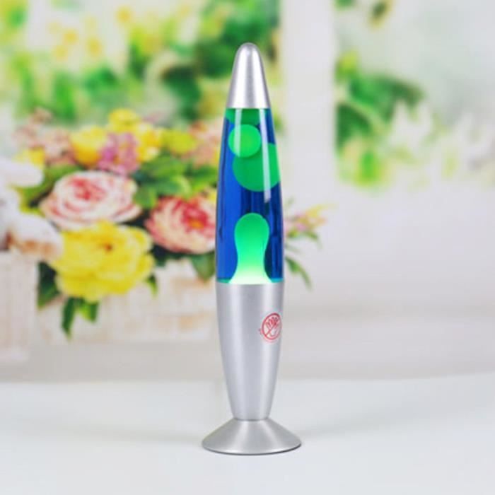 Lampe lave - OUTAD - Lampe cire en verre et aluminium - 7 couleurs LED - Base aluminium - 33 cm