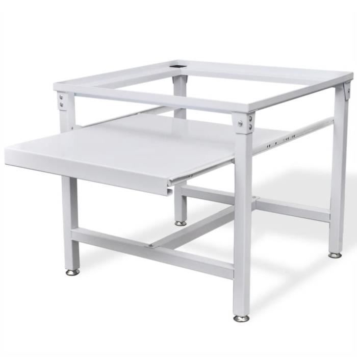 Socle Pour Machine A Laver Avec Etagere Coulissante Blanc Achat