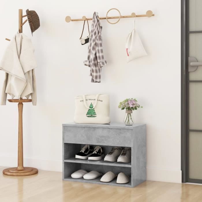 722®MAGASBanc à chaussures Meuble d Entrée Couloir & Moderne Style,Armoire chaussure Gris