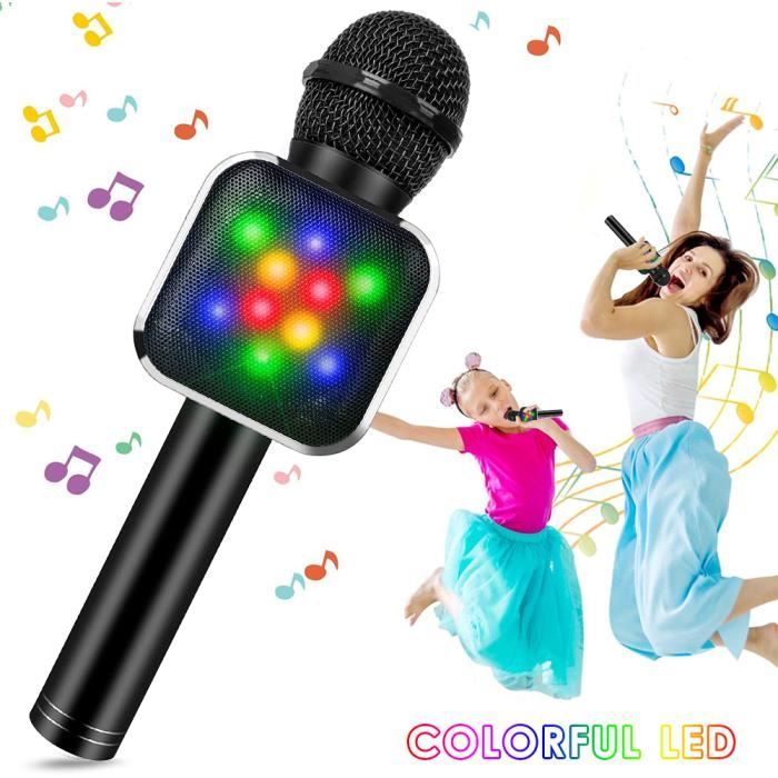 Microphone Enfant sans Fil avec Pied,3-en-1 Micro Karaoke Enfant avec