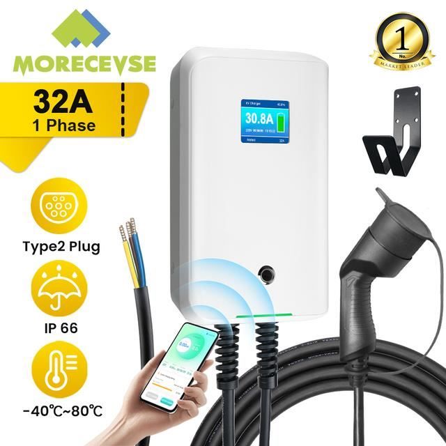 Borne De Recharge Voiture Electrique, chargeur de voiture EV, type 2,  monophasé, câble de 6m, 32A, 220V,Wallbox .bazarland30 - Cdiscount Auto