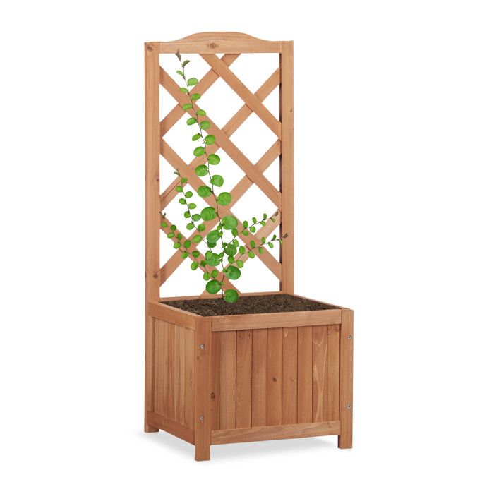 Jardinière Avec Treillis En Bois Pin - Bac à Fleurs 20L Pour Plantes Grimpantes - 90cm - Décoration Jardin/balcon