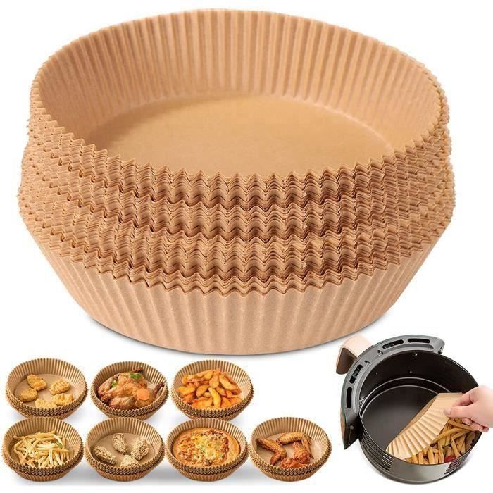 Airfryer Lot De 100 Feuilles De Papier Sulfurisé, 20 Cm, Anti-adhésives, Imperméables, Pour Friteuse à Air Chaud, Bols Jetables Pour Friteuse à Air Chaud, Four, Micro-ondes, Vapeur