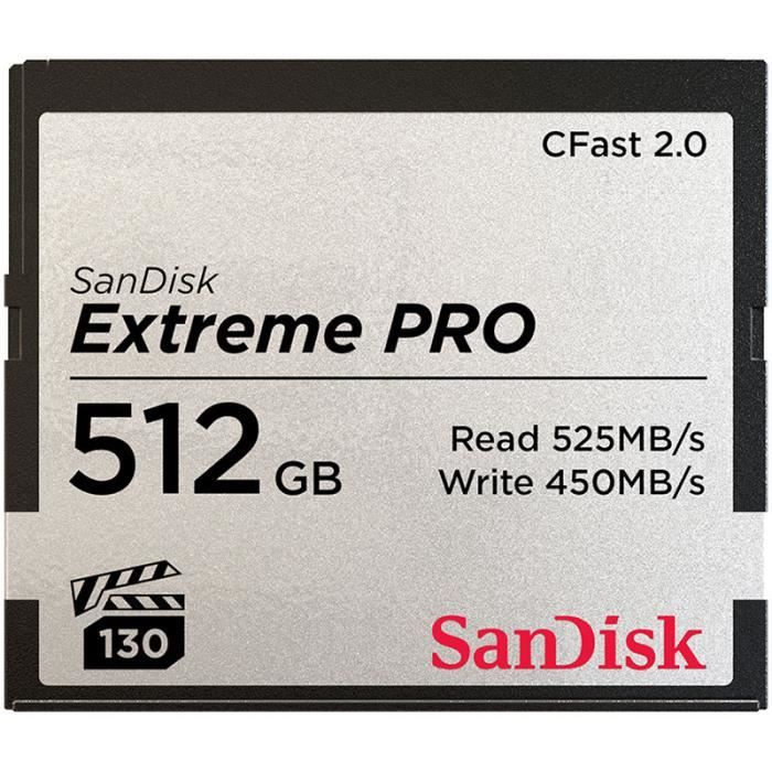 Carte mémoire Extreme Pro CompactFlash CFast 2.0 SANDISK VPG 130 - vue 1