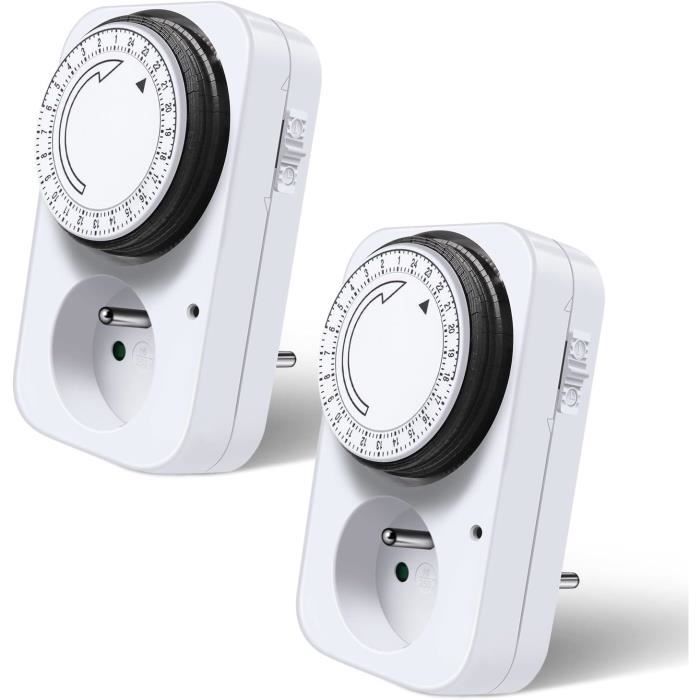 UCOMEN Prise Télécommande sans Fil, Prise Programmable 2300W Portée 30m, 2 Prises et 1 Télécommande avec All on/Off, Type E (FR