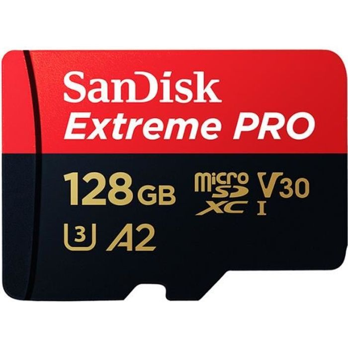 Carte mémoire - Sandisk - Extreme Pro - 128 Go - microSD - Adaptateur SD inclus