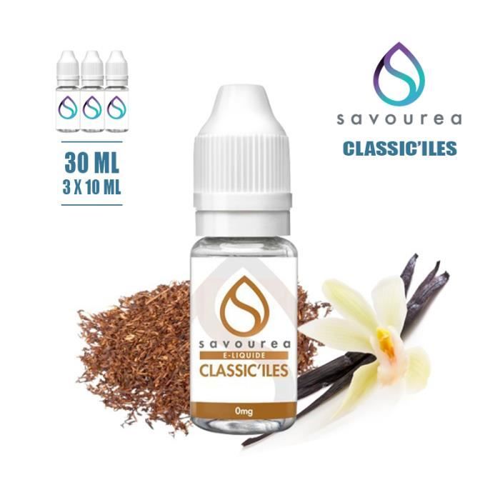 E-liquide SAVOUREA 30ML saveur TABAC CLASSIC ILES avec 6MG de nicotine  (3x10ML) - (e-liquide id : PRD423) - Cdiscount Au quotidien