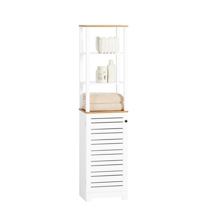 SoBuy BZR43-W Meuble Colonne de Salle de Bain Armoire Haute Meuble de Rangement
