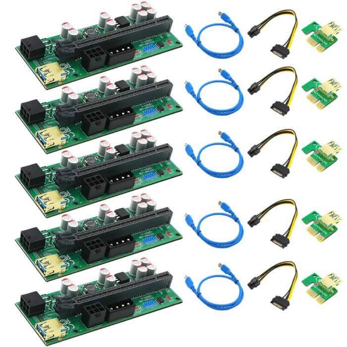 Carte Riser Pcie 1 à 4 avec Ensemble D'Adaptateurs PCIE Riser 16X à 1X