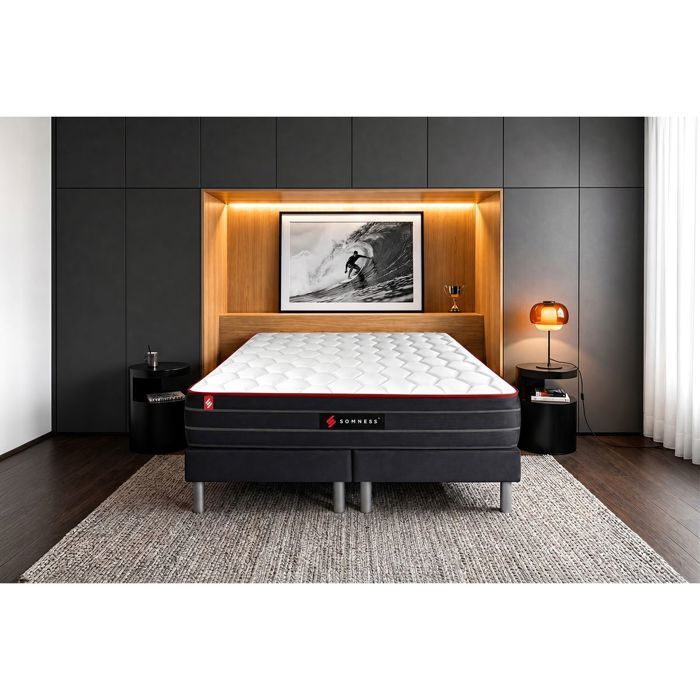 Ensemble double sommier + matelas BOOST ressorts ensachés et mémoire de forme 180x200