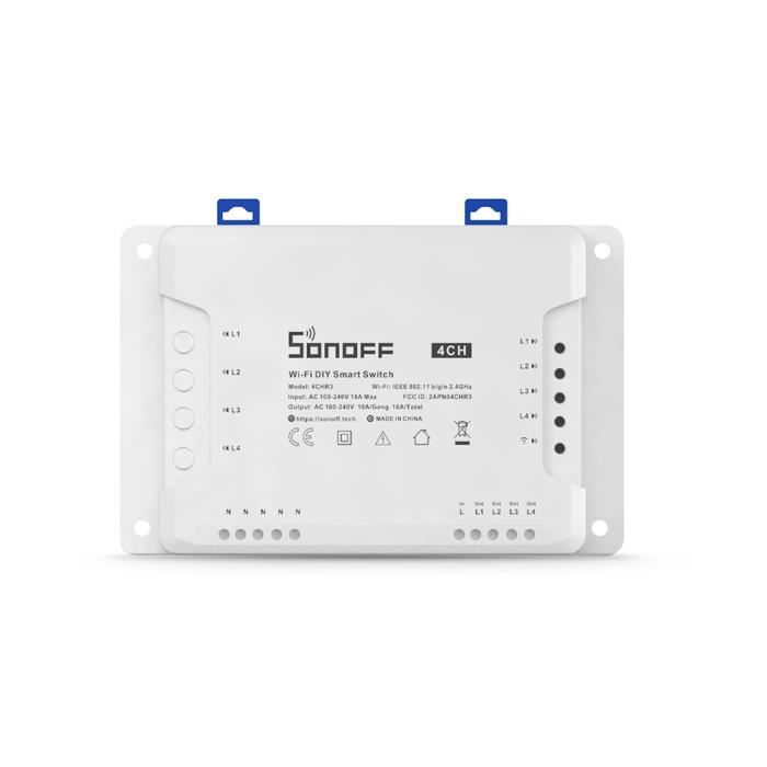 SONOFF 4CHR3 4 Gang Module d'interrupteur intelligent Wi-Fi Contrôle vocal Contrôle de l'enclenchement via eWeLink APP Support Alexa