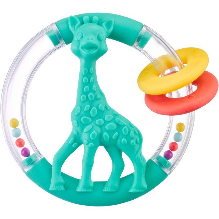 Hochet Silhouette 2 en 1 SOPHIE LA GIRAFE Silhouette Sophie Anneaux colorés Billes sonores
