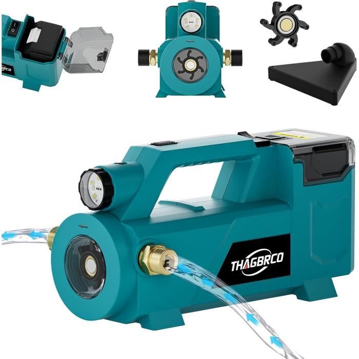 Pompe à Eau Sans Fil Compatible Makita 18V - Débit 2000L/h - Tuyau Sortie 10m + Entrée 3m - Pour Jardin Et Transfert
