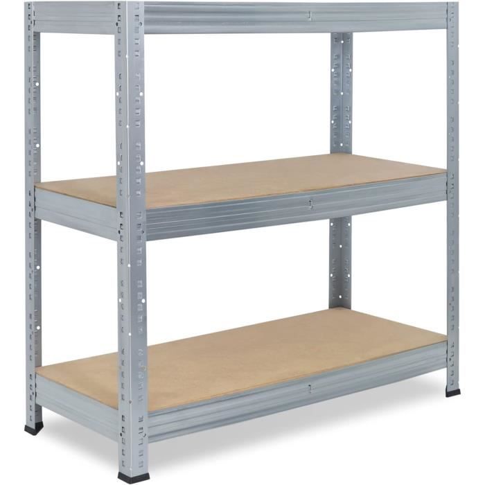 Étagère Métallique 3 Plateaux 90x40x40 Cm - Charge 200 Kg/niveau, Galvanisée, Montage Sans Vis