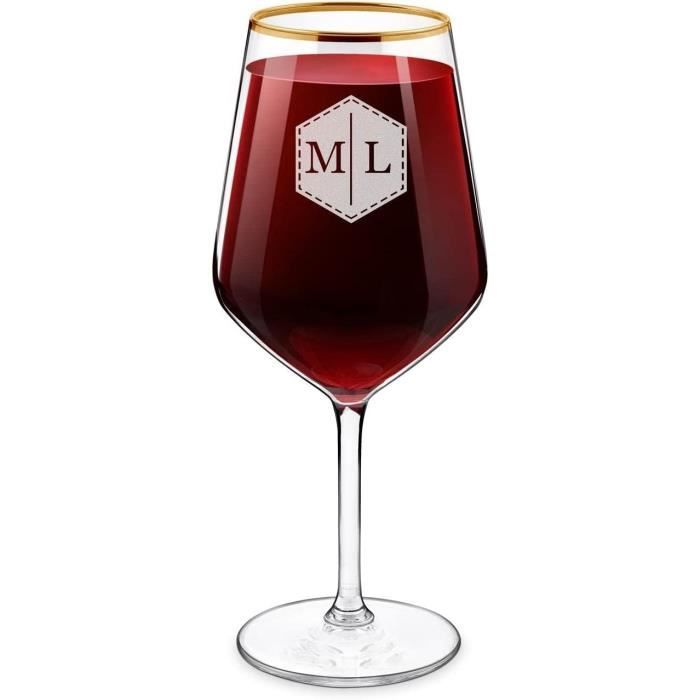 Maverton Verres à Vin en Cristal pour l'homme - Set de 6 Verres XL - Verres  Personnalisés à Vin Rouge et Blanc - Cadeau d'anniversaire pour amateur de