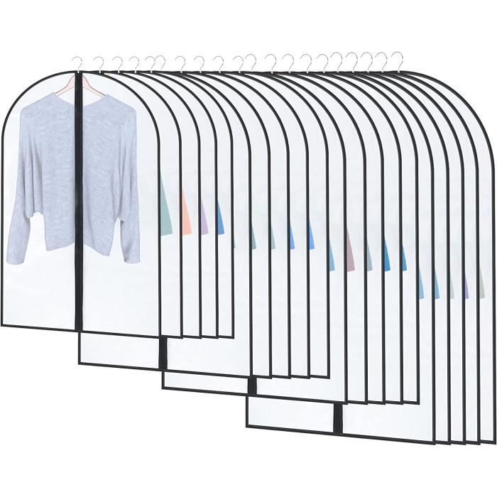 Niviy 12pcs Housse De Vetement Anti Poussière Etanche Mite Humidité Housse Penderie Vetement Zip Semi Transparentes Pour Chemise Costumes/Manteaux 60 * 100cm