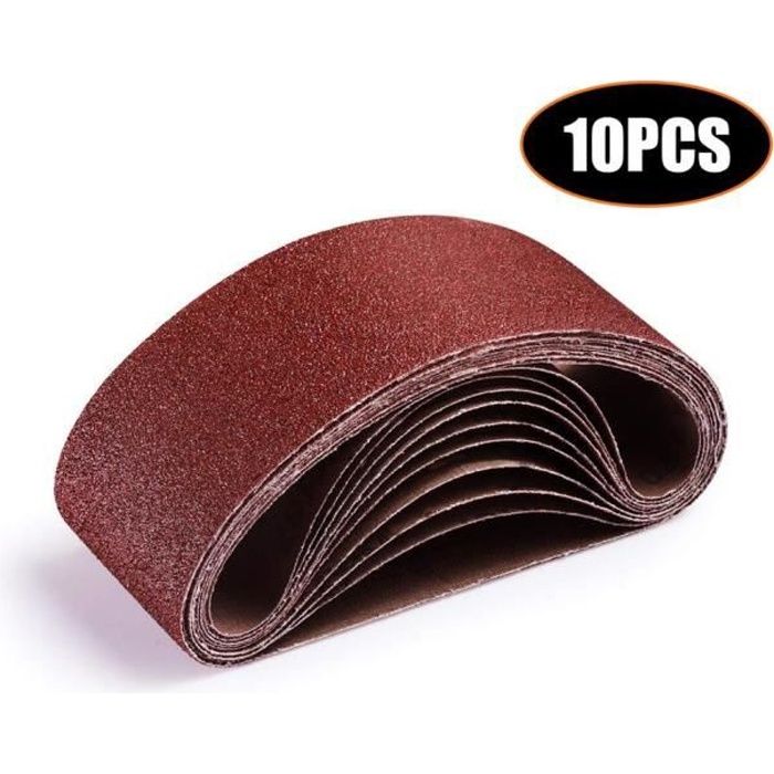 TACKLIFE ASB01A Bande Abrasive, 10 pièces, 75 x 457 mm pour ponceuse à bande