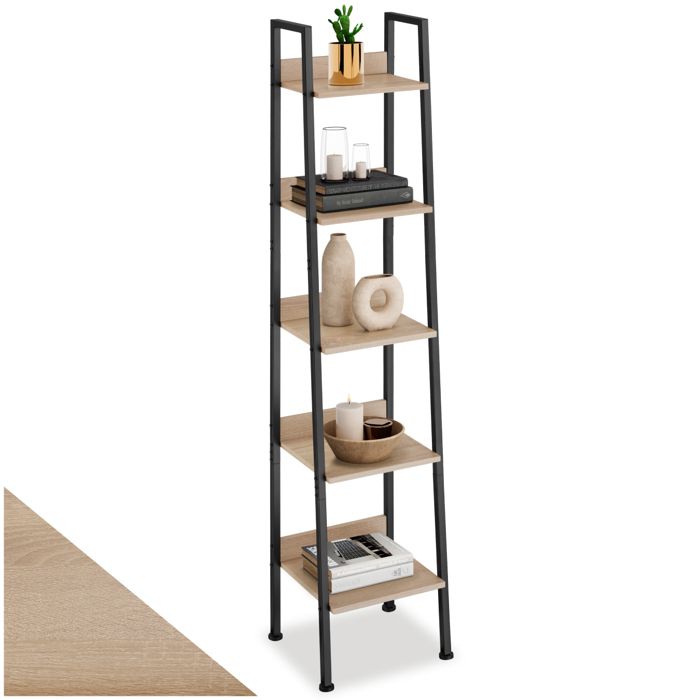 Étagère - TECTAKE - Étagère FOLKESTONE au style industriel minimaliste en panneau aggloméré 355 x 315 x 1705 cm - Bois clair
