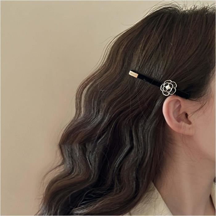 Épingle à Cheveux Camélia Rétro Fleur Noire épingle à Cheveux Petite