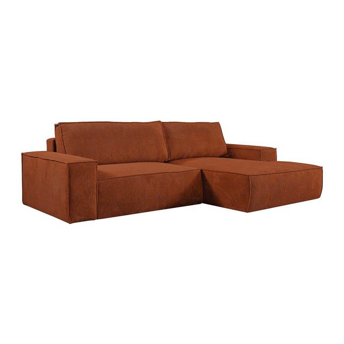Canapé dangle droit convertible en velours côtelé terracotta AMELIA