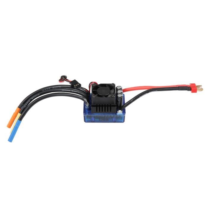 NOENNULL ESC sans Balais RC étanche et Programmable 120A, pour Accélération de Voiture RC 1/10 1/8, Prise XT60 ESC, Matériau Durable, Couleur Bleue
