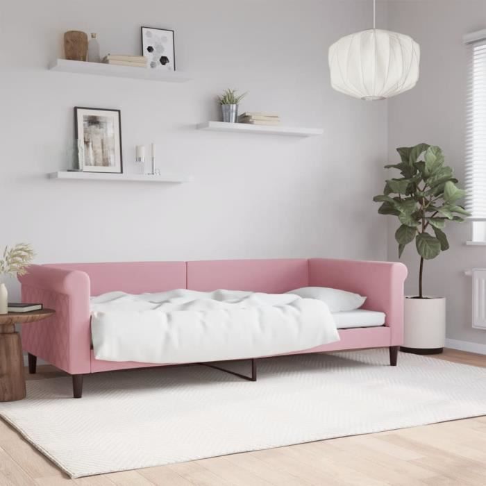 vidaXL Lit de repos sans matelas rose 90x200 cm velours 354247