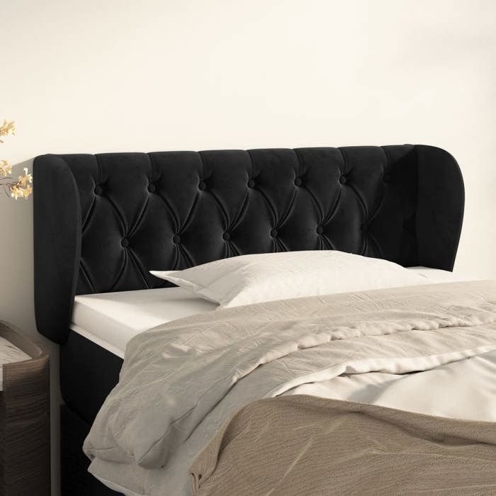 vidaXL Tête de lit avec oreilles Noir 93x23x78/88 cm Velours 3117518