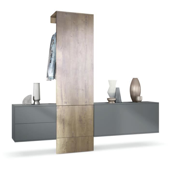 Vestiaire Garderobe Carlton Set 1 - VLADON - anthracite mat - chêne ribbeck - Scandinave - Moderne - Entrée Vestiaire Garderobe Carlton Set 1 - VLADON - anthracite mat - chêne ribbeck - Scandinave - Moderne - Entrée