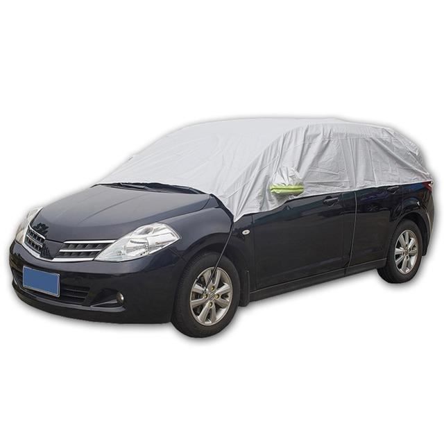 ABSOPRO – Housse De Voiture Demi Avant Imperméable 210x110 Cm – Protection Contre Soleil, Pluie, Neige – Pour Toutes Saisons – Tons Argent