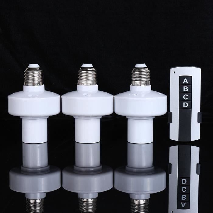 Douille Ampoule Télécommandée E27 - Interrupteur à Distance - Blanc - 58x102mm - Pour Lampes Sans Fil - Neuf