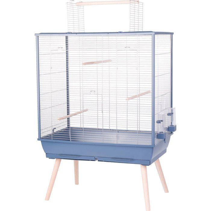 ZOLUX Cage grillagée surélevée pour oiseau Néolife - Pour perruche calopsitte canari - 81 x 48 x 130 cm - Néolife - Bleu