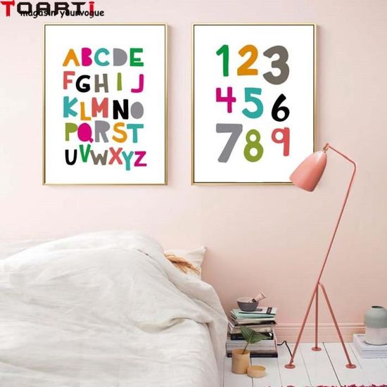 Mur Art Toile Affiche Abc Alphabet Imprimer Nordic Style Peinture Image Pour Enfant Bebe Chambre Decoration De Maison Sans Cadre Cdiscount Maison