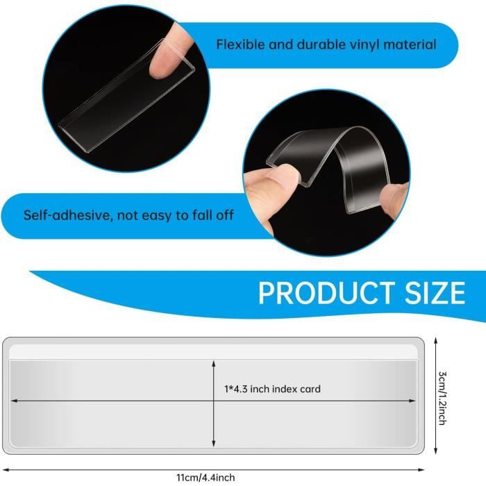 Lot De 100 Porte-étiquettes Transparents - Support Pour étagères, Bureau Ou Supermarché - 6x2,5cm