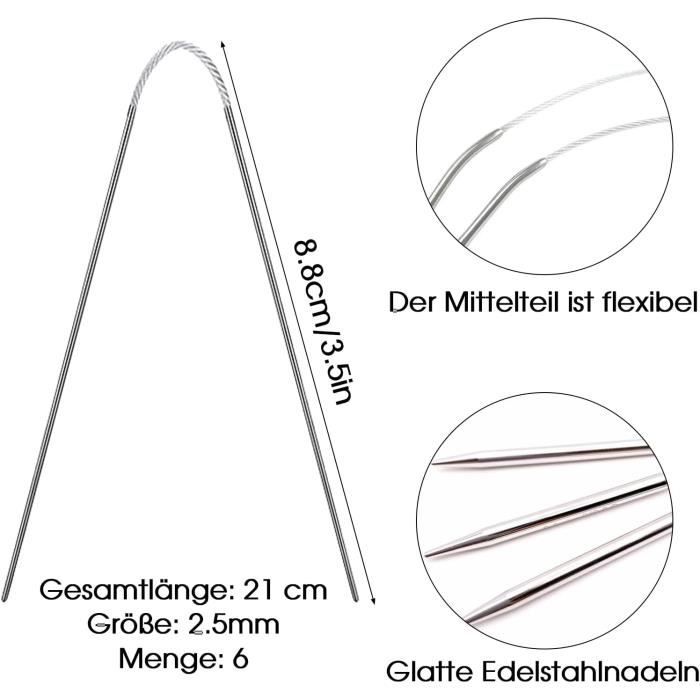 Lot De 18 Aiguilles Circulaires En Inox - 6 Tailles (2 à 4,5 Mm) - Parfaites Pour Chaussettes, Bonnets Et Tricot En Rond