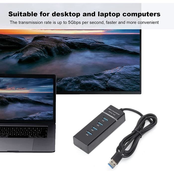 Concentrateur USB, adaptateur USB 4 ports Ultra-mince Répartiteur