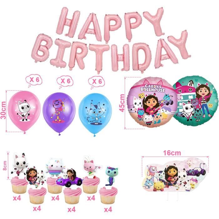 Gabbys Dollhouse Anniversaire Décoration 44 Pcs,Fête Décoration, Ballon