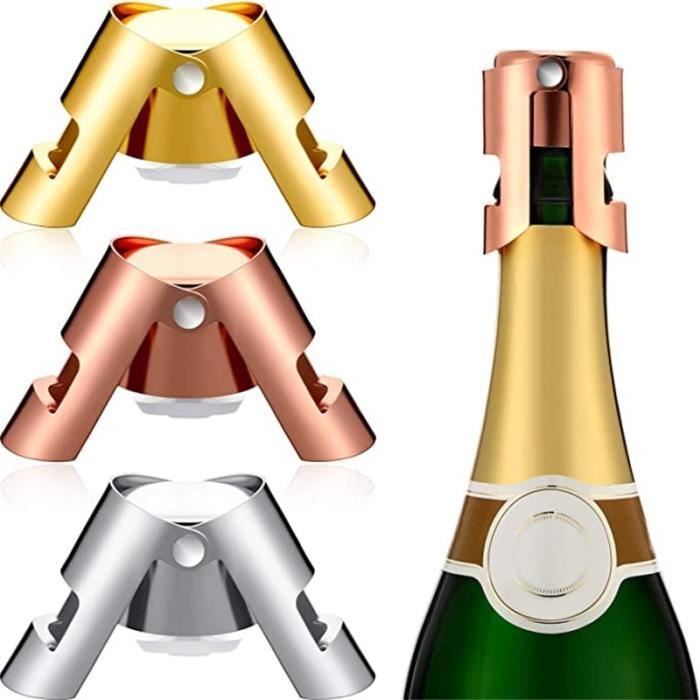 Tire-Bouchon,3 pièces bouchon de Champagne en acier inoxydable Champagne  bouteille scellant mousseux - Type rose gold 3 pcs - La cave Cdiscount