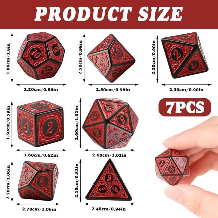 7 pièces mdn dés en métal donjon et Dragon jeu de dés polyédriques jeu – Allin Dice