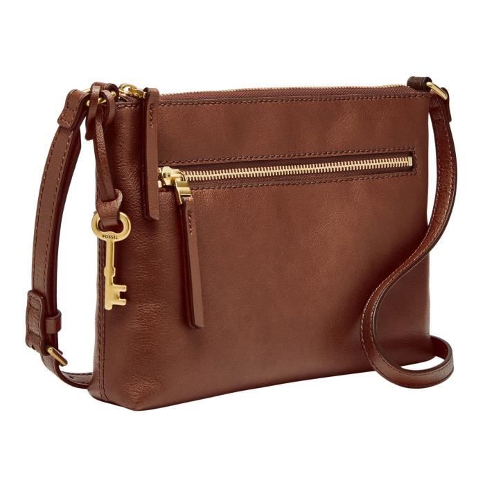 Fossil fiona large leather crossbody bag womens brown clearance