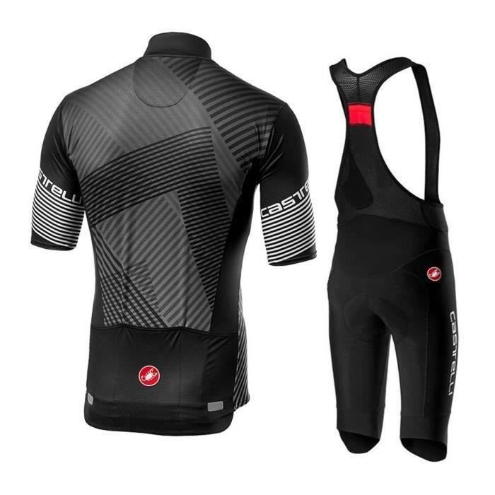 GIANT Maillot De Cyclisme Manches Courtes,Cuissard Avec Bretelle Vélo Homme, Cadeau: Casquette