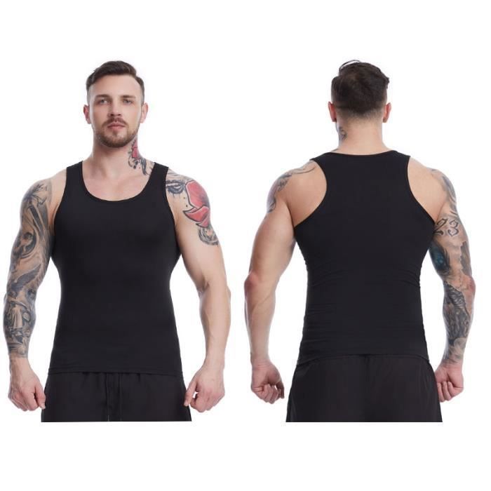Débardeur Compression Homme Minceur - Maillot Corps Shapewear Invisible Posture Correctrice Sport