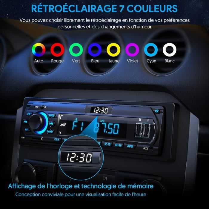 RDS Autoradio Bluetooth Main Libre, CENXINY 4 x 65W Poste Radio