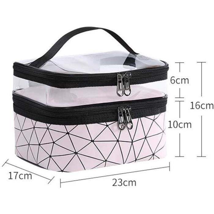 Trousse De Toilette Larlary Double Couche - 23x19x15,5 Cm, Imperméable, Rangement Cosmétiques Et Produits, Vert