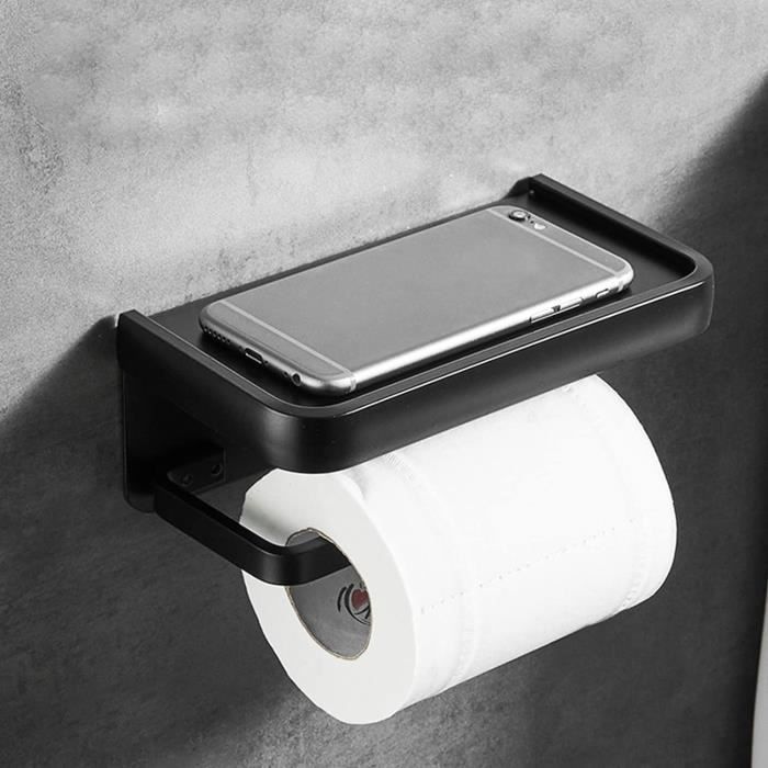 Relaxdays Porte papier toilettes sur pied en métal chrome support rouleau WC  HxlxP: 72 x 23 x 13,5 cm, noir/chrome