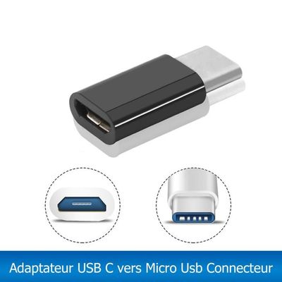 Adaptateur Micro USB vers USB Type-C Couleur Noir